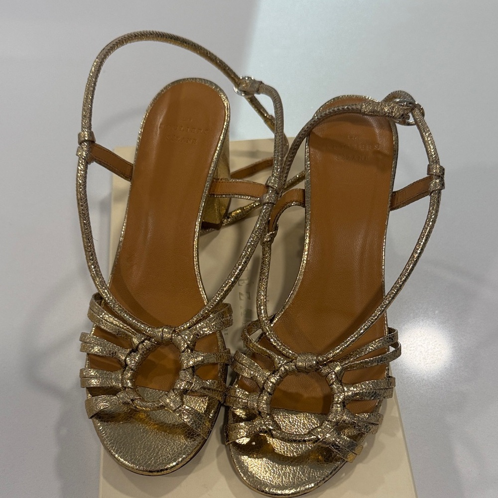 Sezane Gloria Sandals in Smooth Gold
